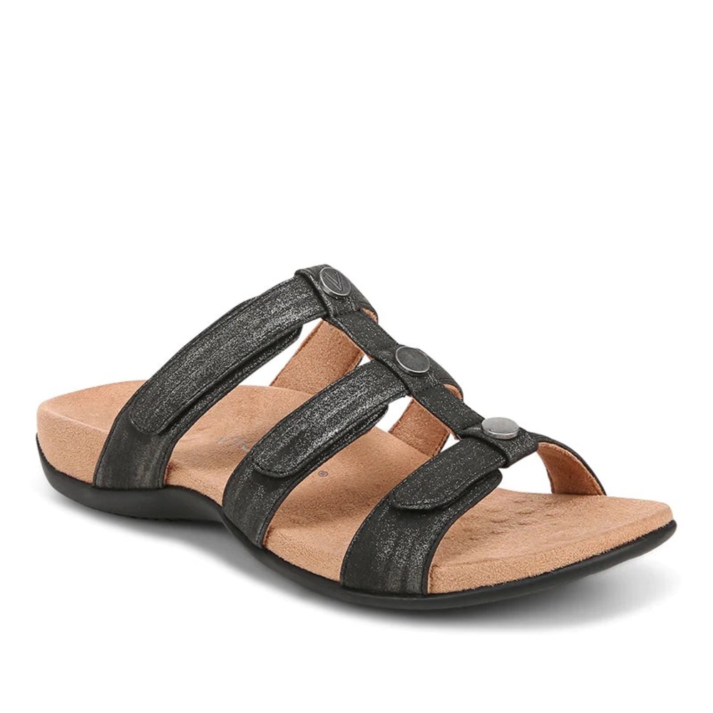 Black Women's Slide Sandal with Adjustable Straps